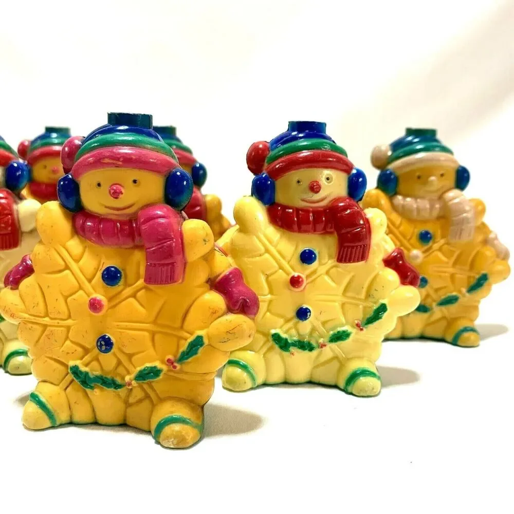 12 Vintage Snowman Christmas Light Covers Snowflake 3